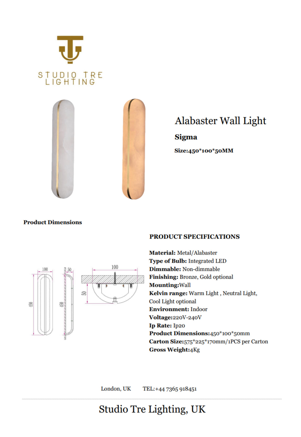 SIGMA Alabaster Wall Light